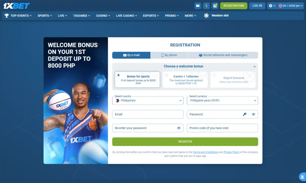 Register on 1xBet